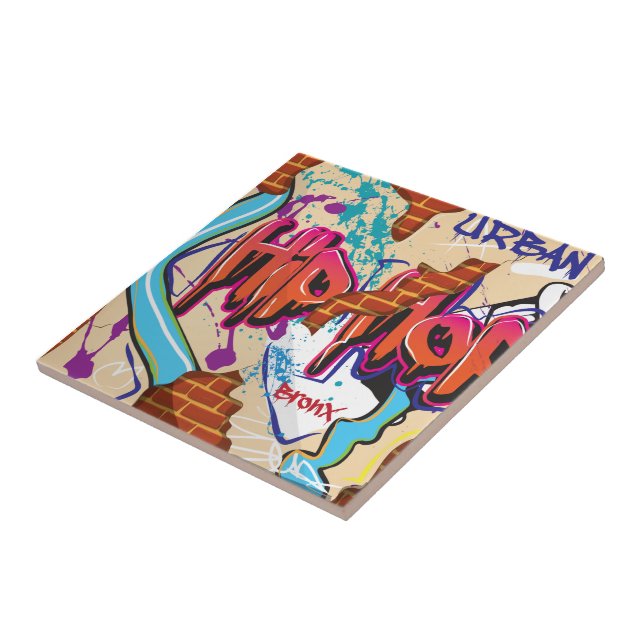 Urban Hip Hop Graffiti Wall. Tile (Side)