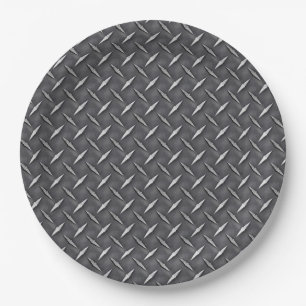 Urban Industrial Metallic Texture Print Paper Plates