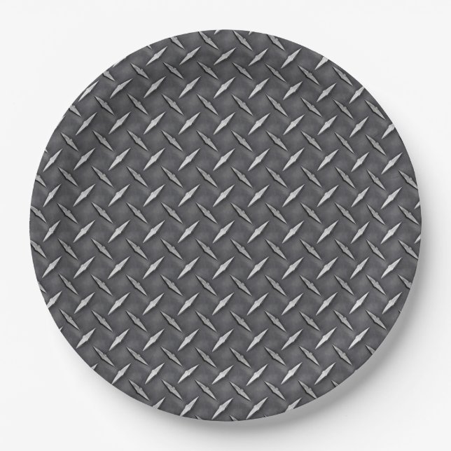Urban Industrial Metallic Texture Print Paper Plates (Front)
