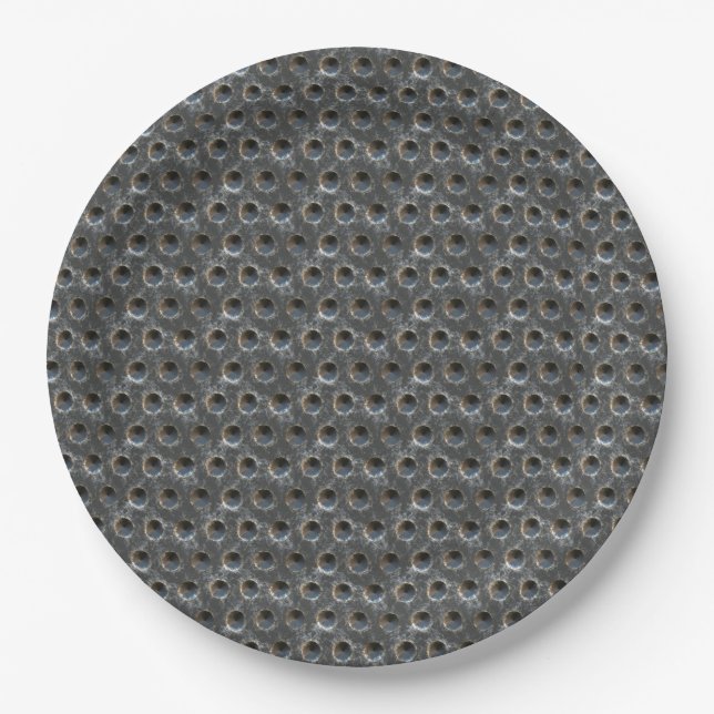 Urban Industrial Metallic Texture Print Paper Plates (Front)