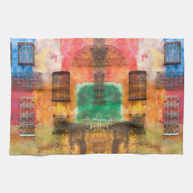 Urban iron work, painted wall, chic decay kitchen towel (Horizontal)