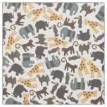 urban jungle animals white ditsy fabric