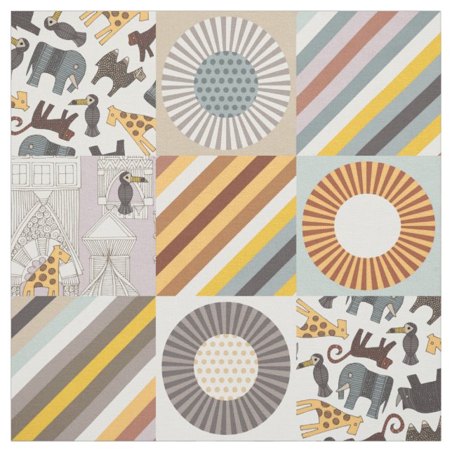 urban jungle cheater quilt squares fabric (Swatch)
