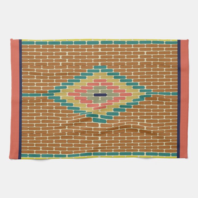 Urban Jungle Diamond Mosaic tiles kitchen towel (Horizontal)