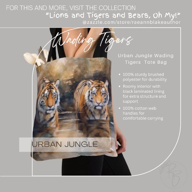Urban Jungle Wading Tigers Tote Bag (Creator Uploaded)