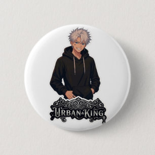 Urban King Anime Boy Aesthetic - Custom Round Butt Button