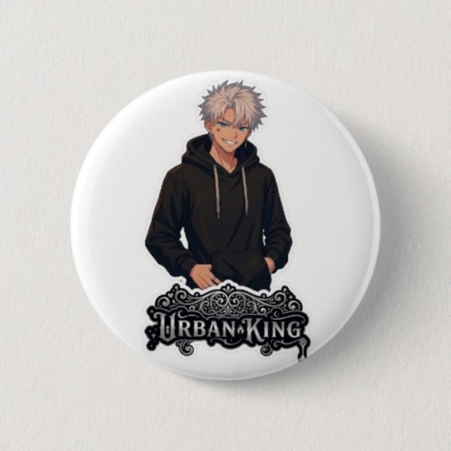 Urban King Anime Boy Aesthetic - Custom Round Butt Button (Front)