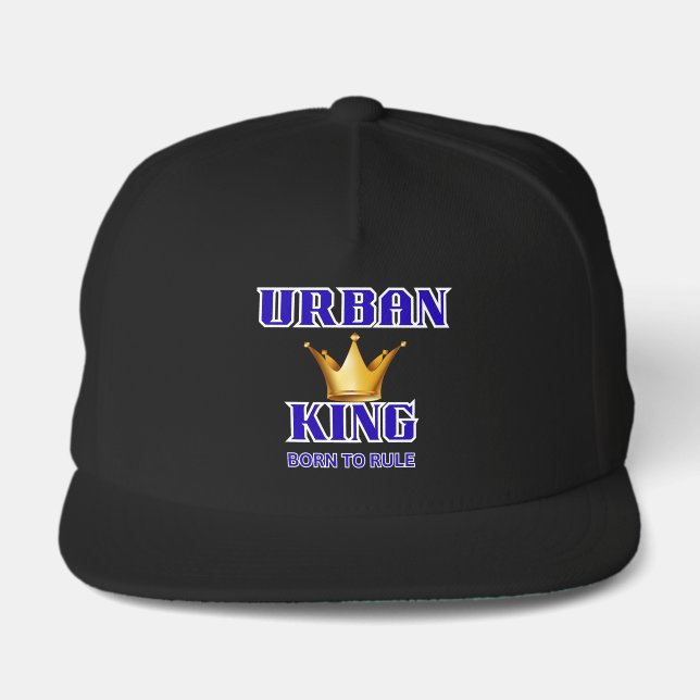 URBAN KING BORN TO RULE BLACK/ROYAL SNAPBACK HAT (Front)
