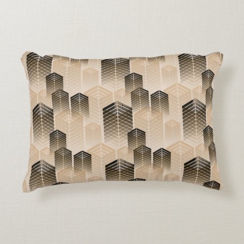 Urban Landscape Sepia Ivory Seamless Accent Pillow