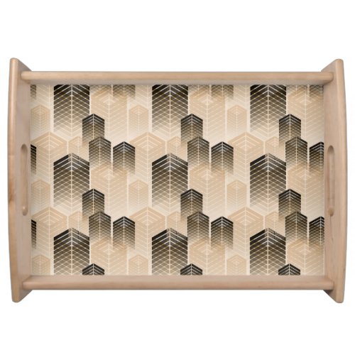 Urban Landscape Sepia Ivory Seamless Serving Tray