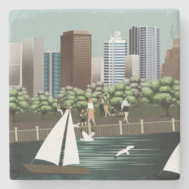 Urban landscape stone coaster (Front)