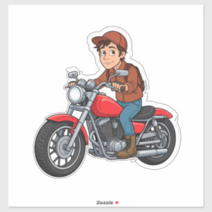 🏍️ Urban Lifestyle Cartoon Motorcycle Rider Fun Sticker