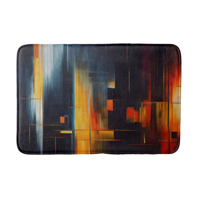 Urban Lights Abstract Geometry Bath Mat (Front)
