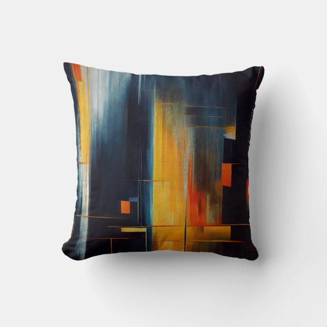 Urban Lights Abstract Geometry Throw Pillow (Front)