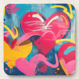 Urban Love: Graffiti Hearts Beverage Coaster