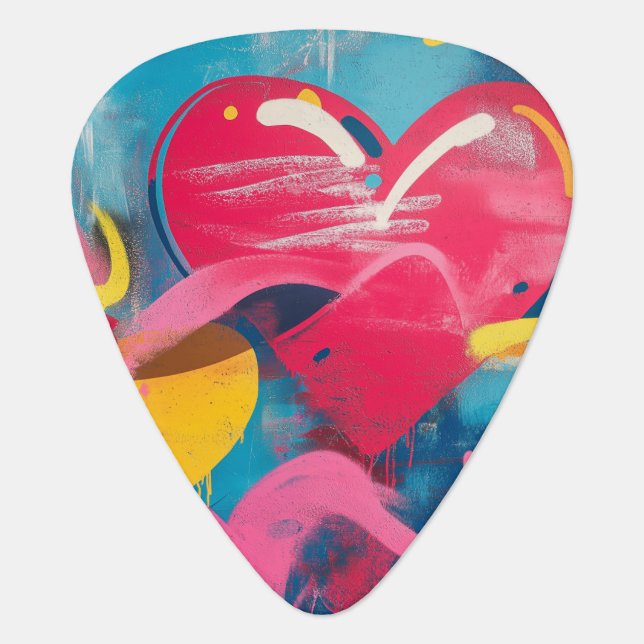 Urban Love: Graffiti Hearts Guitar Pick (Front)