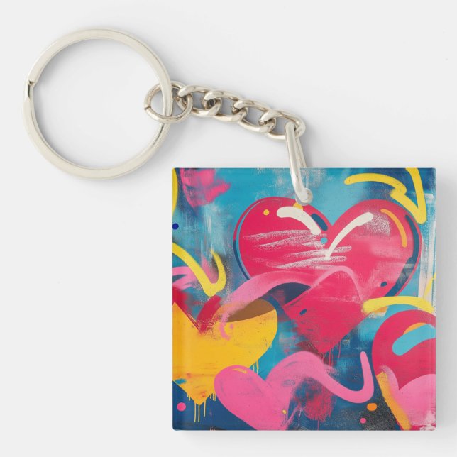 Urban Love: Graffiti Hearts Keychain (Front)