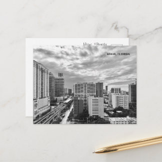 Urban Miami Black and White – Urban Cityscape Postcard