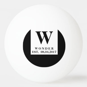 Urban Minimalist Wedding Black Newlywed Monogram Ping Pong Ball