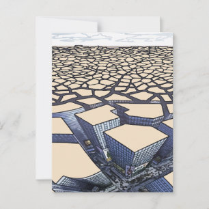 Urban Mirage: Concrete Canyons on Barren Lands Postcard
