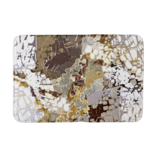 Urban, modern, abstract pattern, white, brown gold bath mat