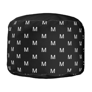 Urban Modern Black Monogrammed Pouf