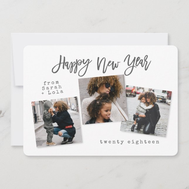 URBAN MODERN HAPPY NEW YEAR(SILVER) HOLIDAY CARD (Front)