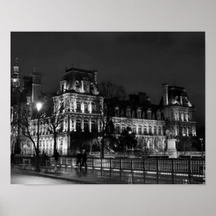 Urban, modern Parisian night life photo Poster