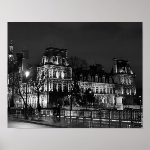 Urban modern Parisian night life photo Poster