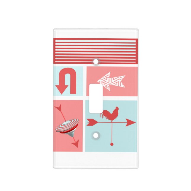 Urban Modern Rustic Farm House Aqua Red Retro Light Switch Cover (Front)
