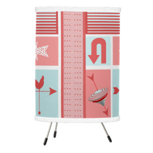 Urban Modern Rustic Farm House Aqua Red Retro Tripod Lamp