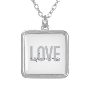Urban, modern, simple, cool design Love Arkansas Silver Plated Necklace