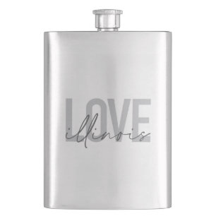 Urban, modern, simple, cool design Love Illinois Flask