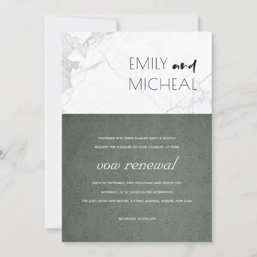 URBAN MODERN STONE GREY MARBLE VOW RENEWAL INVITE