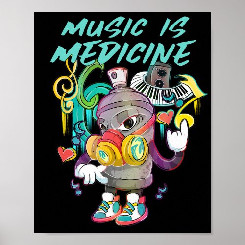 Urban Music is Medicine Graffiti Poster
