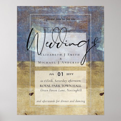 Urban Navy Blue Modern Budget Wedding Sign