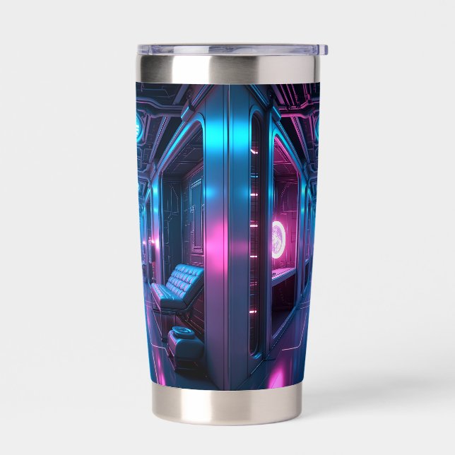 Urban Neon Vibes T-Shirt|Futuristic Streetwear  Insulated Tumbler (Left)