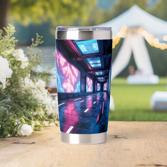 Urban Neon Vibes T-Shirt|Futuristic Streetwear  Insulated Tumbler (Wedding (Rotated))