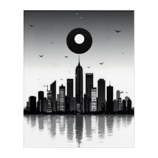 Urban Night: Minimalist Skyline Glow Acrylic Print