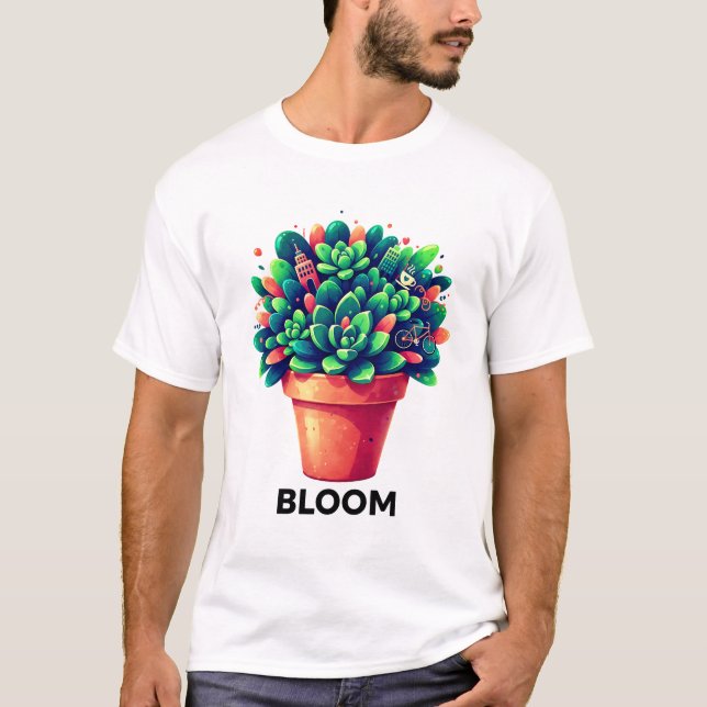 Urban Oasis Bloom Succulent Lifestyle Comfort Tee (Front)