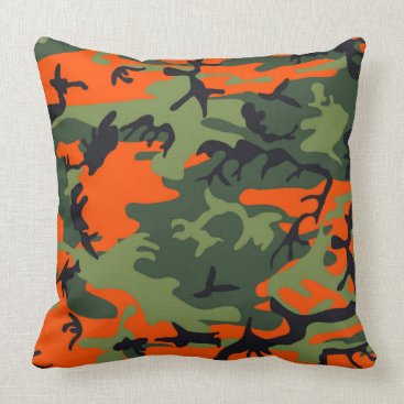 Urban Orange And Green Camo Pillow Urban Orange And Green Camo Pillow