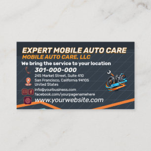 Urban Orange Mobile Mechanic Car AC Custom Logo Business Card