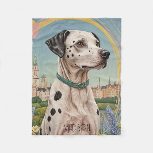 Urban Paws Pastel Dalmation in the City Fleece Blanket