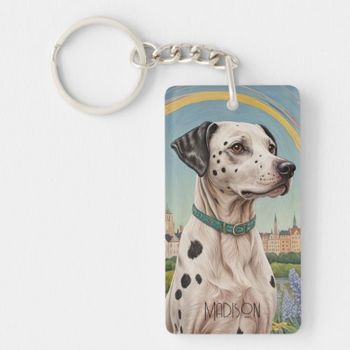 Urban Paws Pastel Dalmation in the City Keychain