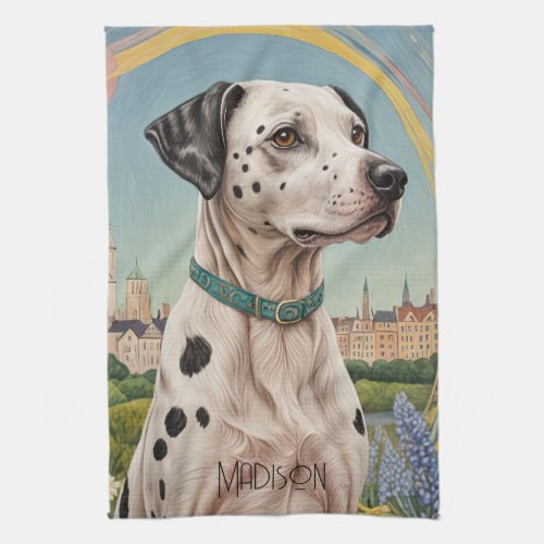 Urban Paws Pastel Dalmation in the City Kitchen Towel