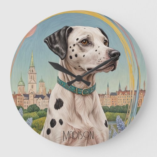 Urban Paws Pastel Dalmation in the City Large Clock