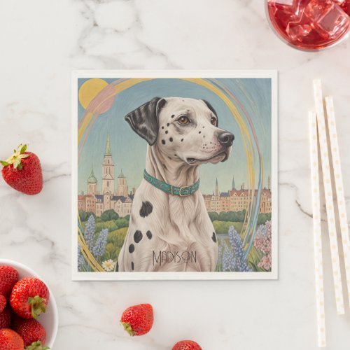 Urban Paws Pastel Dalmation in the City Napkins