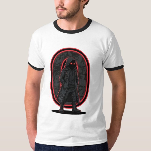 Urban Phantom Dark Techwear Hooded Figure Streetwe T-Shirt (Front)