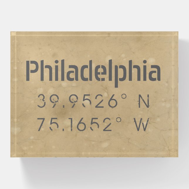 Urban Philadelphia Map Coordinates  Paperweight (Front)