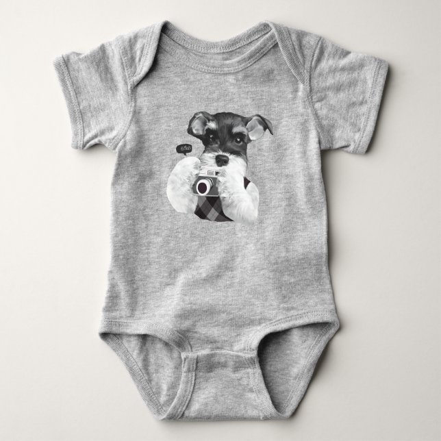 Urban Photographer: Schnauzer in Taipei City Baby Bodysuit (Front)